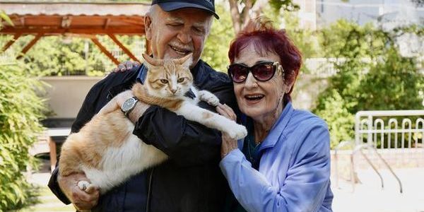 Antalya'da Foça Kedisiyle Sosyalleşen Müge ve Süleyman Sayın Çifti