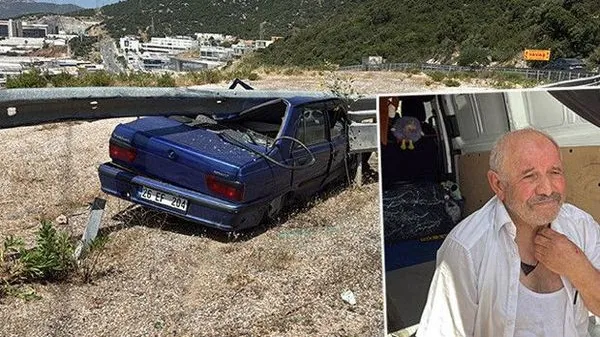 Bariyere Çarpan Otomobilin Ezilen Tavanından Sağ Çıktı