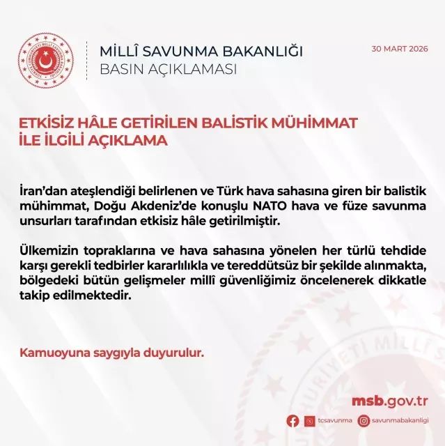 İran Kaynaklı Balistik Mühimmat NATO Unsurları Tarafından Doğu Akdeniz'de İmha Edildi
