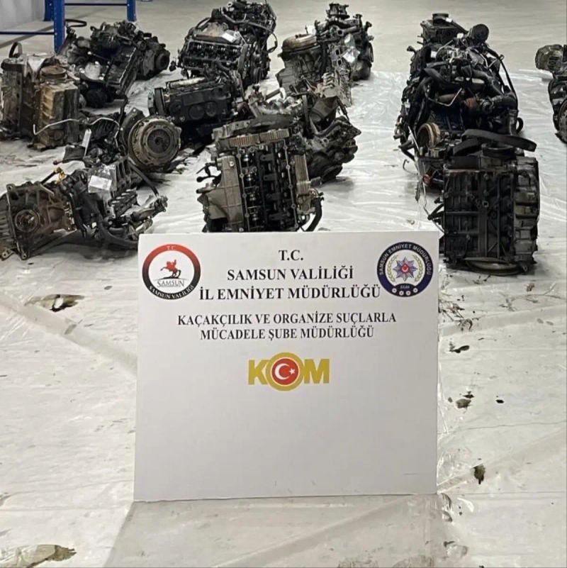 Samsun Çarşamba'da 13 Gümrük Kaçağı Otomobil Motoru Ele Geçirildi