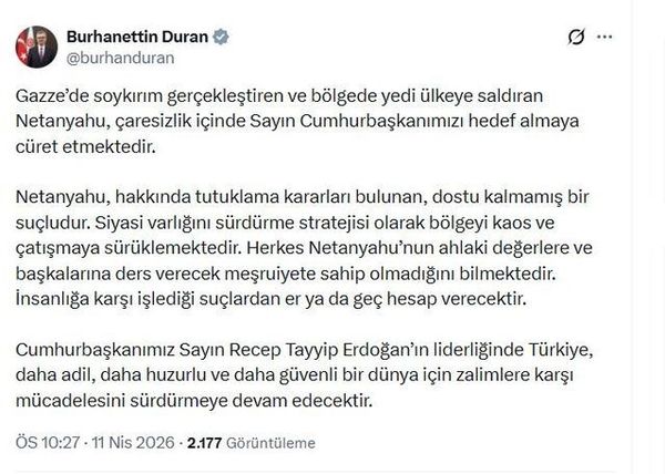 İletişim Başkanı Duran: Netanyahu, Hakkında Tutuklama Kararları Olan Bir Suçlu