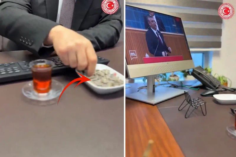 AK Partili Milletvekili Meclis'te Çekirdek Çitleyerek Özgür Özel'i İzledi