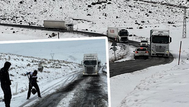 Ardahan'da Buzlanan Rampada TIR Sürücüleri Kaldı, Uzun Araç Kuyrukları Oluştu