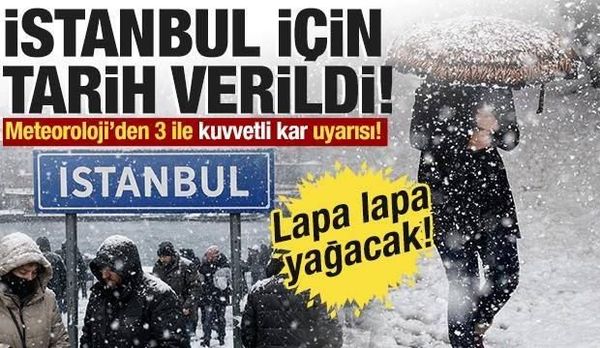 İstanbul Valiliği'nden Kar ve Kuvvetli Rüzgar Uyarısı