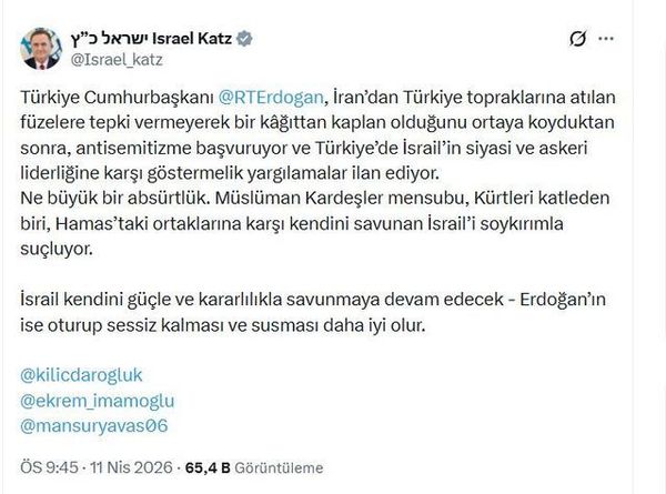 Mansur Yavaş'tan İsrail Savunma Bakanı Katz'a Sert Tepki