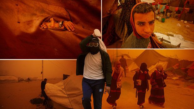 Gazze'de Kum Fırtınası Yerinden Edilen Filistinlilerin Zorluklarını Artırdı