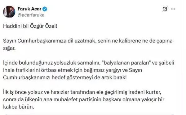 Faruk Acar'dan Özgür Özel'e Sert Tepki: 'İradeni Önce Kurtar'