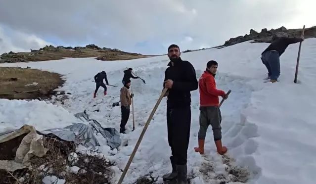 Ağrı Dağı Eteklerinde Köylüler Kar Depolayarak Su Kaynağı Yaratıyor
