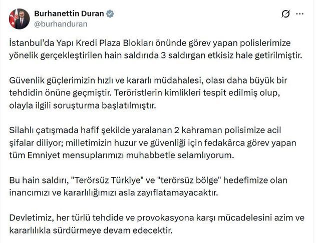 İletişim Başkanı Duran'dan İstanbul'daki Saldırıya Sert Tepki