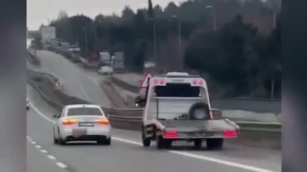 Tuzla'da trafikte tehlike yaratan çekici sürücüsü yakalandı