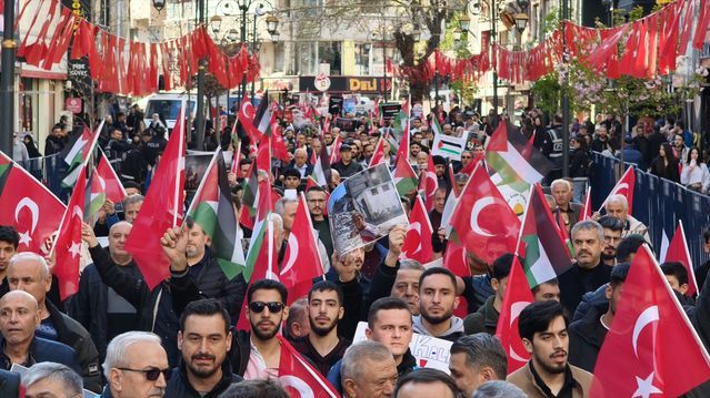 Karabük'te İsrail'in Gazze Saldırılarına Karşı Filistin'e Destek Yürüyüşü