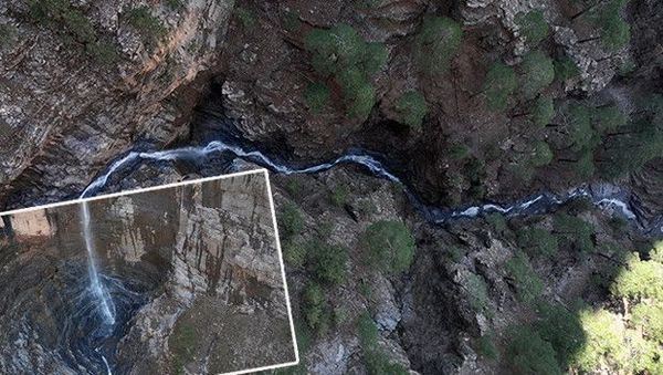 Yahyalı’da Yalnızca Yılın Bir Ayı Akan Uçansu Şelalesi Doğa Tutkunlarının İlgi Odağı