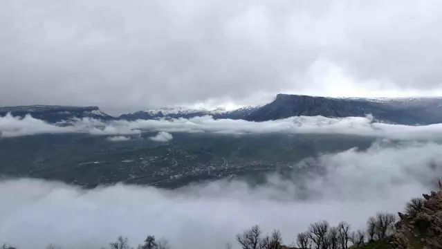 Derecik'te Yoğun Sis Doğa Manzaralarını Büyüledi