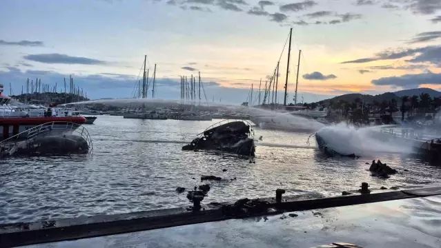Bodrum Yalıkavak Marina'da 7 Motoryat Yangında Zarar Gördü