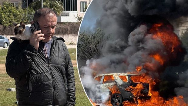 Seyir Halindeki Araç Motorundan Alev Çıktı, Kedi Son Anda Kurtarıldı
