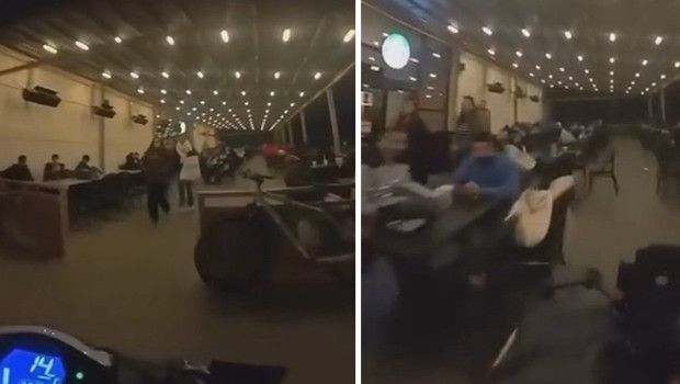 Gebze'de Kafede Motosikletle Geçen Sürücüye Ehliyetine El Konuldu