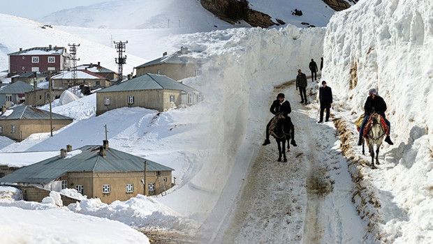 Son Yılların En Sert Kışı: Bu İlçeye Ulaşmak İçin Kar Koridoru Aşmak Zorunda Kalıyorlar