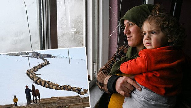 Muradiye'de Eksi 30 Derecede Mahallelerini Terk Etmeyen Aileler Hayvancılıkla Direniyor