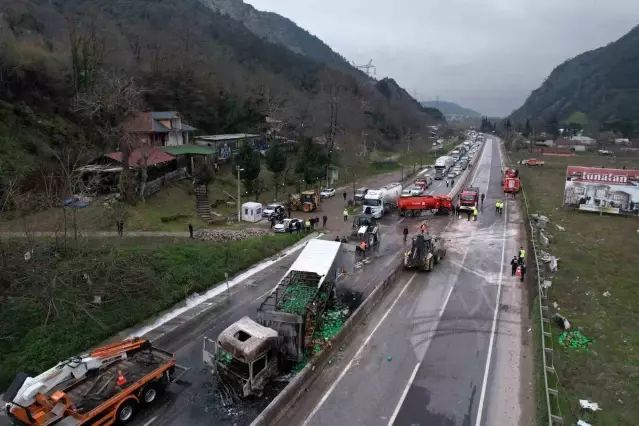 Sakarya D-650 Yolunda Tır Çarpışması Yangına ve Yaralanmalara Yol Açtı