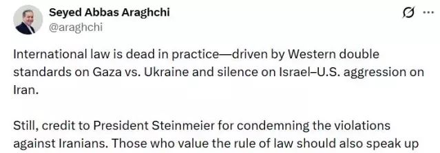 İran Dışişleri Bakanı Arakçi: Uluslararası Hukuk Pratikte İflas Etti