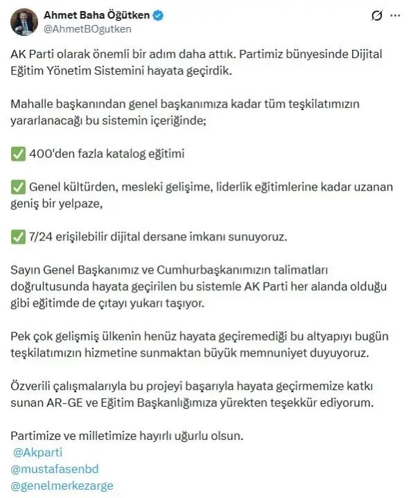 AK Parti, Dijital Eğitim Yönetim Sistemi'ni Kullanıma Açtı
