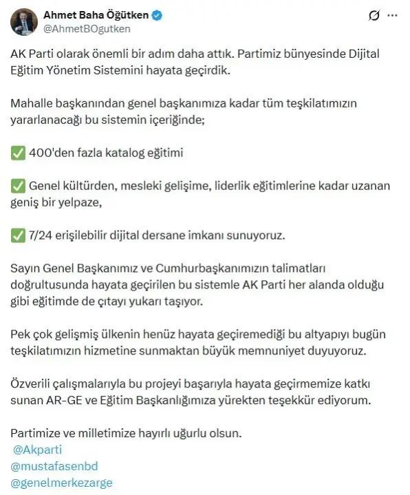 AK Parti, Dijital Eğitim Yönetim Sistemi'ni Kullanıma Açtı