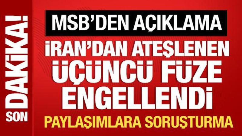 İran'dan Atılan Füze Türk Hava Sahasında İmha Edildi