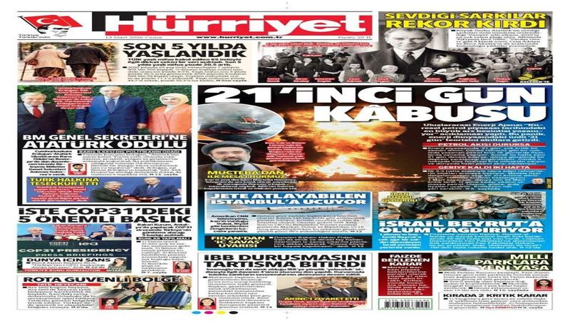 13 Mart 2026 Gazete Manşetlerinde Güvenlik ve Siyasi Gelişmeler Öne Çıktı