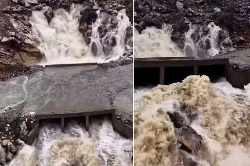 Diyarbakır’da Yağış Sonrası Dağ Yarılıp Şelale Oluştu