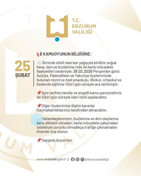 Üç İlde Yoğun Kar Nedeniyle Okullar 1 Günlük Tatil Edildi