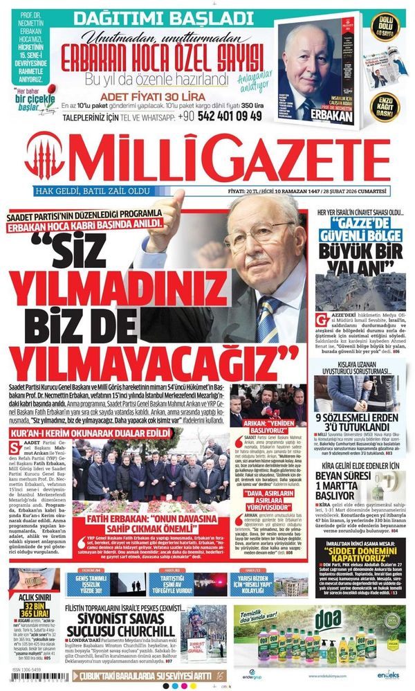 Milli Gazete 28 Şubat Darbesini Yine Görmezden Geldi