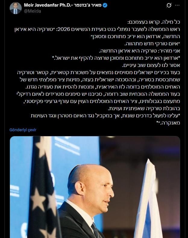 Eski İsrail Başbakanı Bennett: Türkiye Erdoğan Liderliğinde Yeni Bir Tehdit