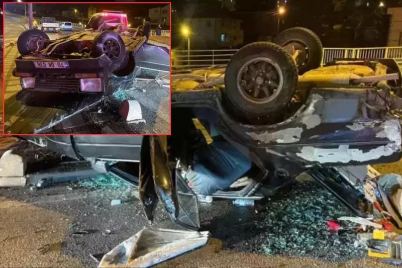 Karaman'da Otomobil Kazasında Tofaş Hurdaya Dönerken Sürücü Yaralanmadı