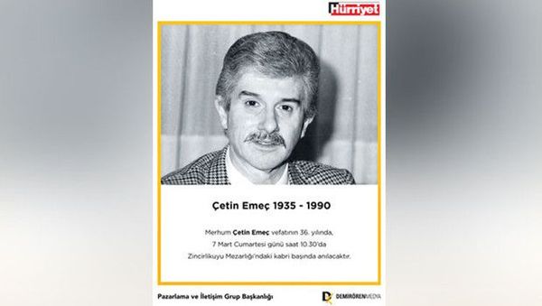 Çetin Emeç, Zincirlikuyu Mezarı Başında Anılacak