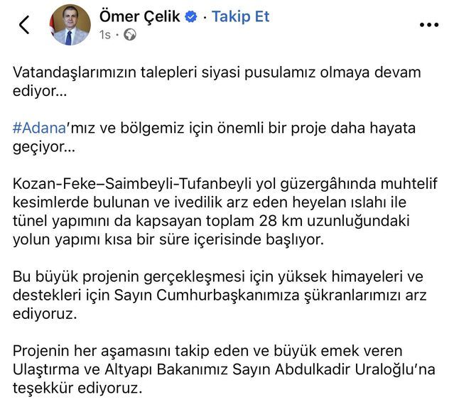 Adana'da Kozan-Feke-Saimbeyli-Tufanbeyli Yolunda 28 Kilometrelik İyileştirme Projesi Başlıyor
