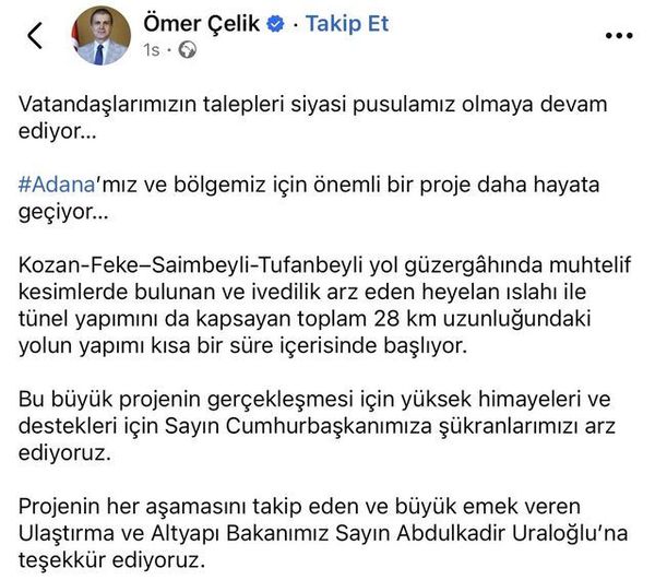 Adana'da Kozan-Feke-Saimbeyli-Tufanbeyli Yolunda 28 Kilometrelik İyileştirme Projesi Başlıyor