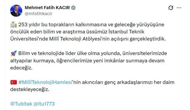 Bakan Kacır: Bilim ve Teknolojide Liderlik İçin Üniversite Altyapıları Güçlendirilecek