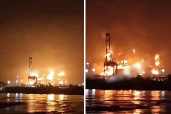 İran'ın İnsansız Hava Araçlarıyla Umman'daki Salalah Limanı'na Saldırısı Sonrası Dev Yangın Çıktı